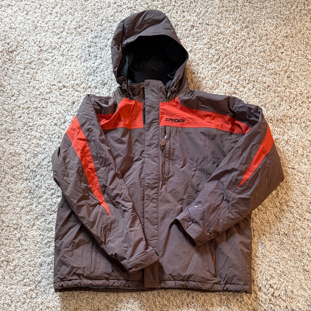 Men’s Spyder Orange and Brown Hooded Winter Coat